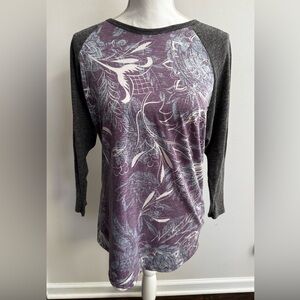LuLaRoe Purple and Gray Floral Long Sleeve Top